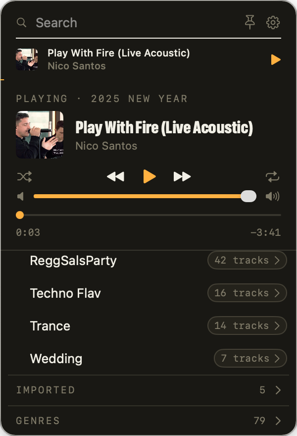 The Playita panel in dark mode with numbered callouts
