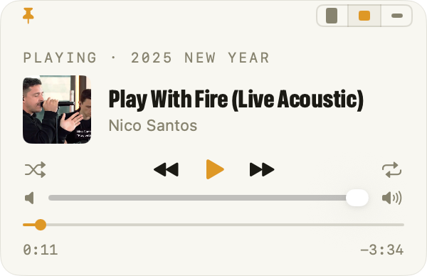 The pinned widget at Compact size