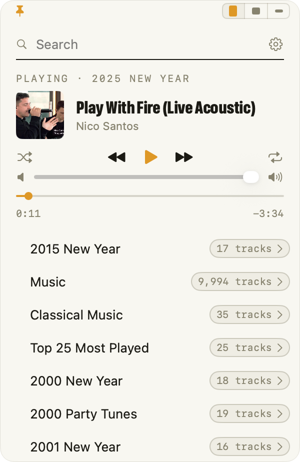 The pinned widget at Full size